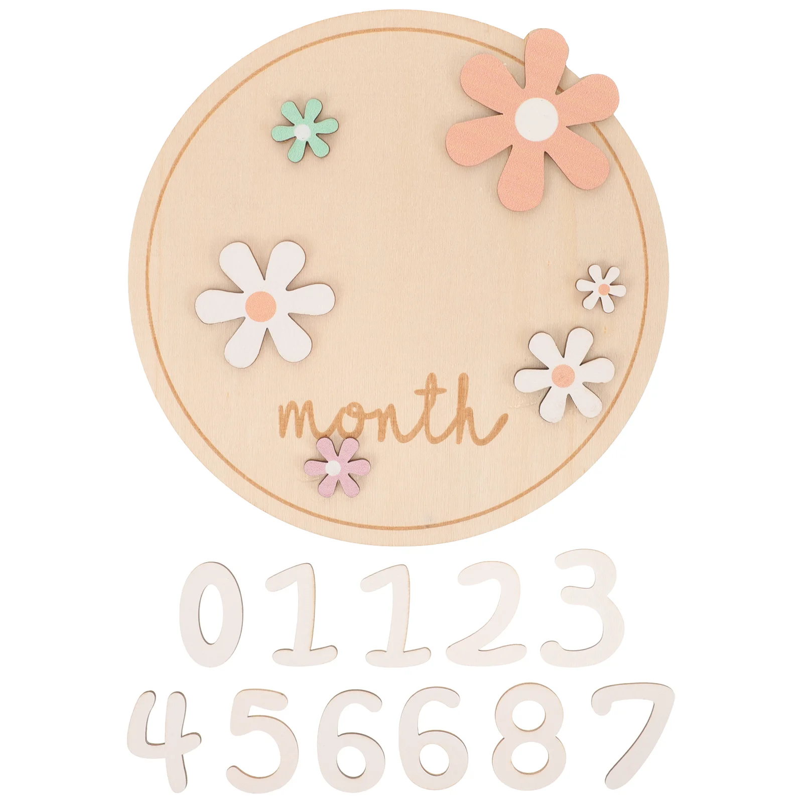 

Baby Month Cards Newborn Milestone Sign Wooden Signs for Nursery Birth Announcement Circles Monthly Board