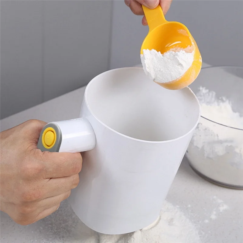 Handheld Electric Flour Sieve Icing Sugar Powder Stainless Steel Flour Screen Cup Shaped Sifter Kitchen Pastry Cake Tool
