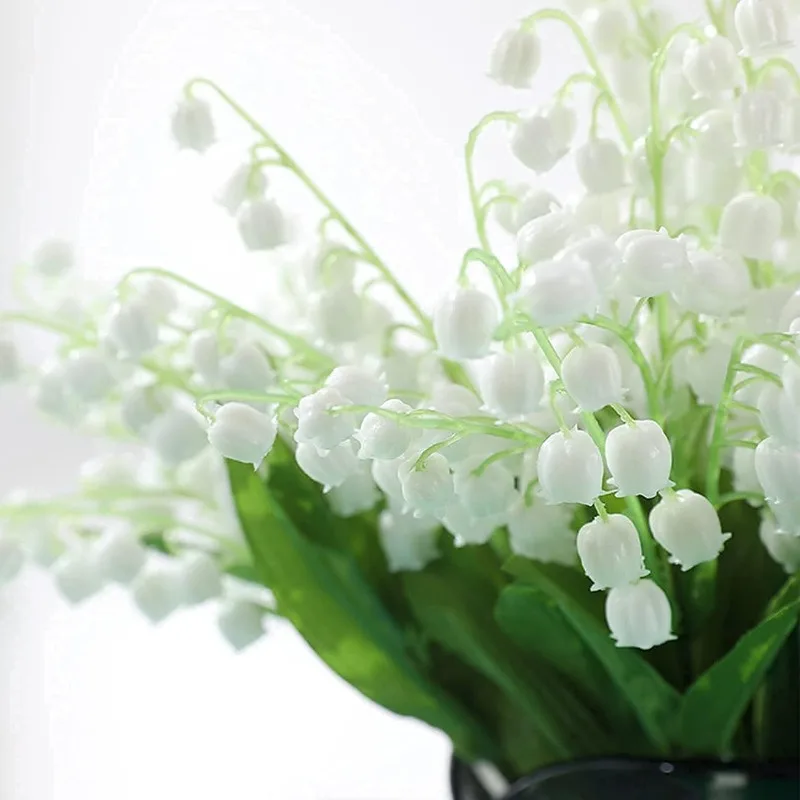 6 Pcs Artificial Lily of The Valley Faux Flowers Bell Orchid Wedding Bouquet May Flower for Home Garden Wedding Party