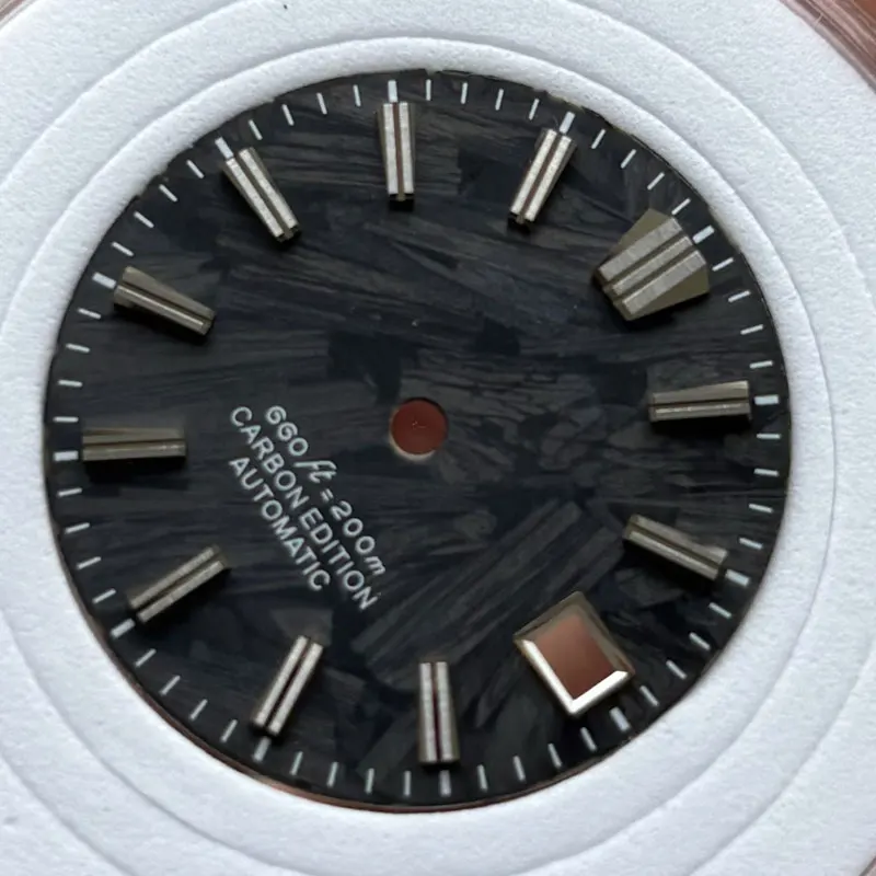 Watch Modify Parts 28.5mm Matt Black Sterile Carbon Fiber Watch Dial No Luminous Suitable For NH35/36/4R/7S Automatic Movement