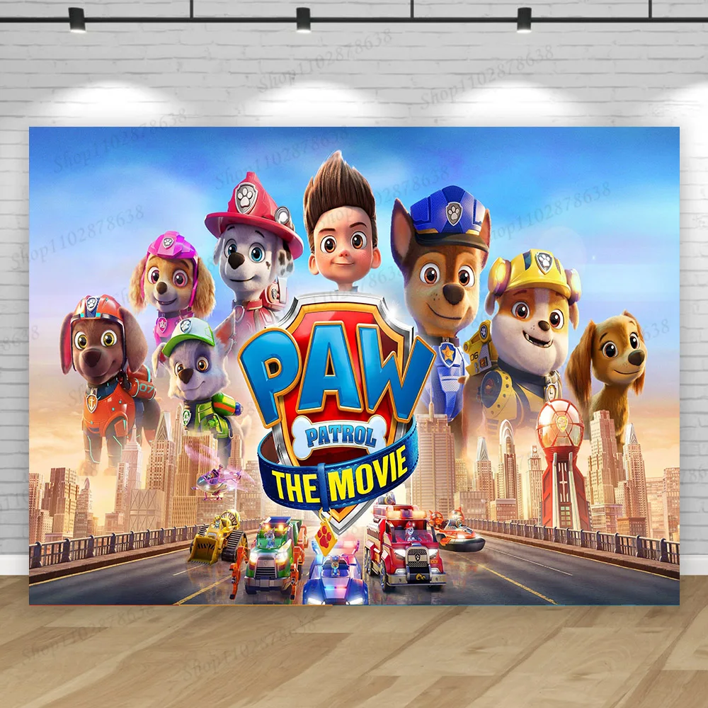 Paw Patrol The Film Achtergrond Decoraties Kids Boys 1e Verjaardagsfeestje Fotografie Achtergrond Op Een Roll Fotostudio Banner