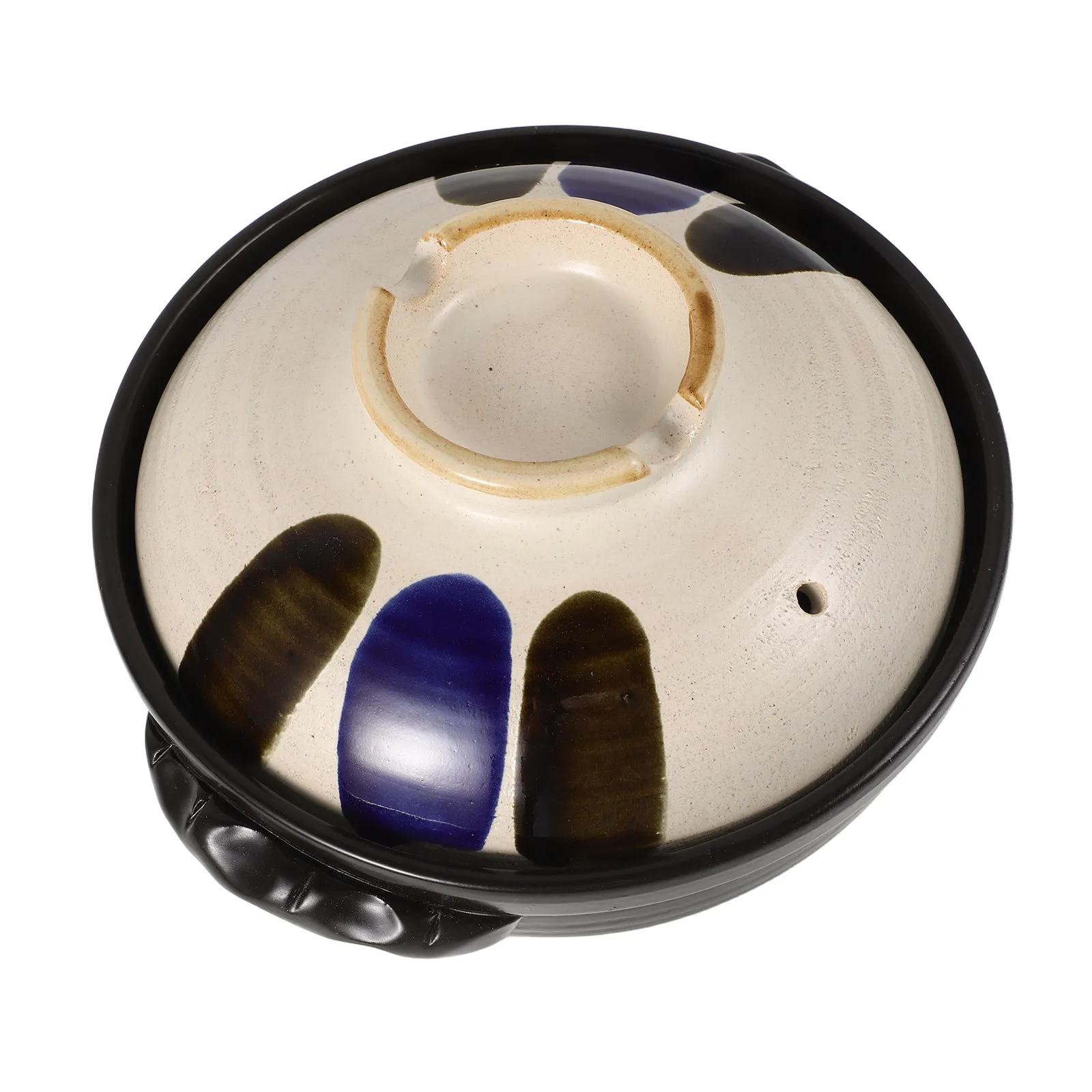 Japanese Style Earthenware Pot Dual Handle Ceramic Stockpot Lid Soup Stew Rice Cooking Retro Clay Porcelain Pot