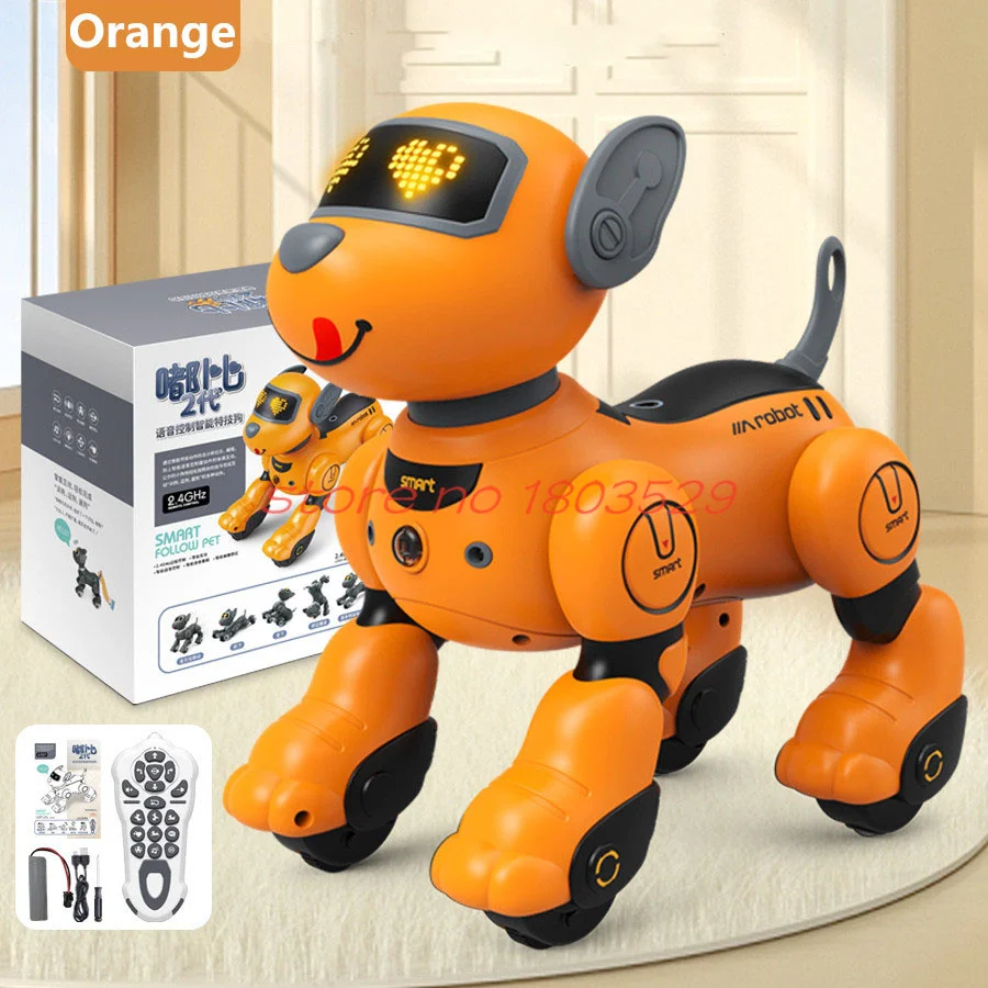 Smart Voice Control Light Remote Control Pet Dog 2.4G DIY Program Touch Follow Sense Dance Stunt Rollover RC Robot Dog Kids Toy