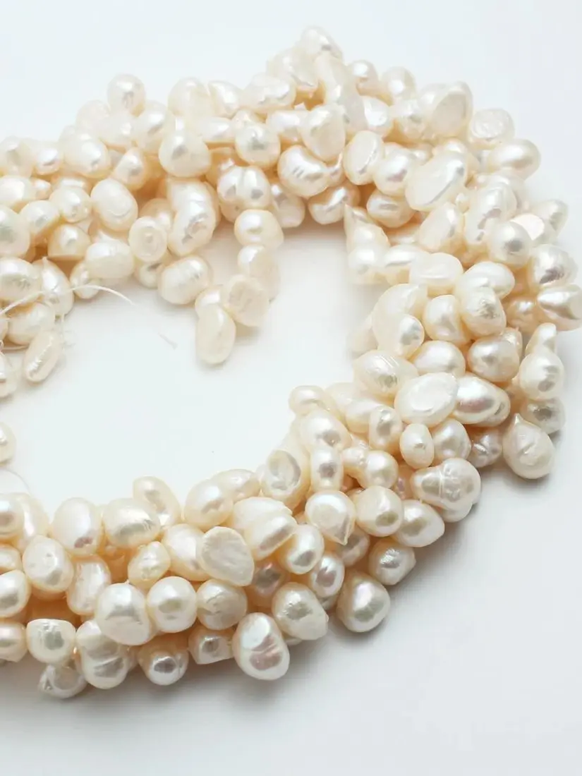 

5-6mm 7-8Natural freshwater pearls with partial holes, two sided glossy beads, irregular shapes, jewelry, DIY necklace, bracelet