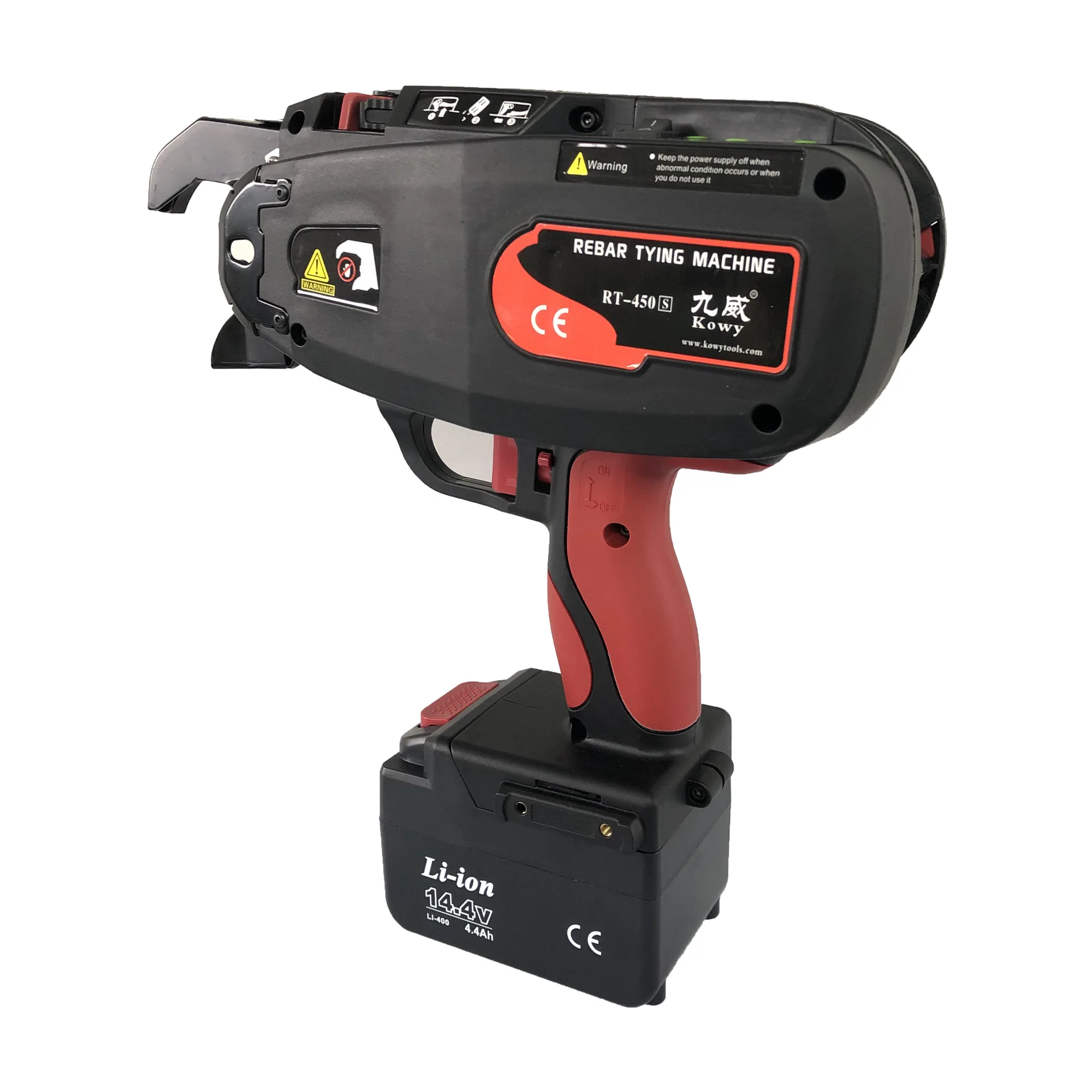 

The lithium battery screen shows the parameters of the electric steel bar lashing device 14.4V