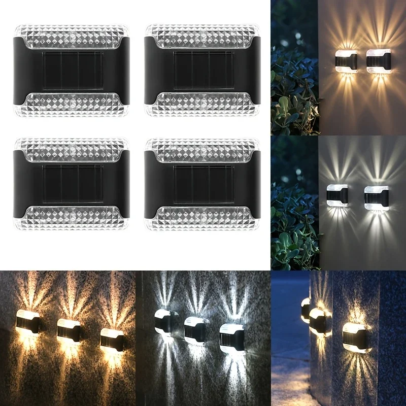 2/4/8pcs Solar Wall Lights with Amorphous Up/Down Design - Outdoor Landscape Lighting for Garden, Courtyard, Night Use