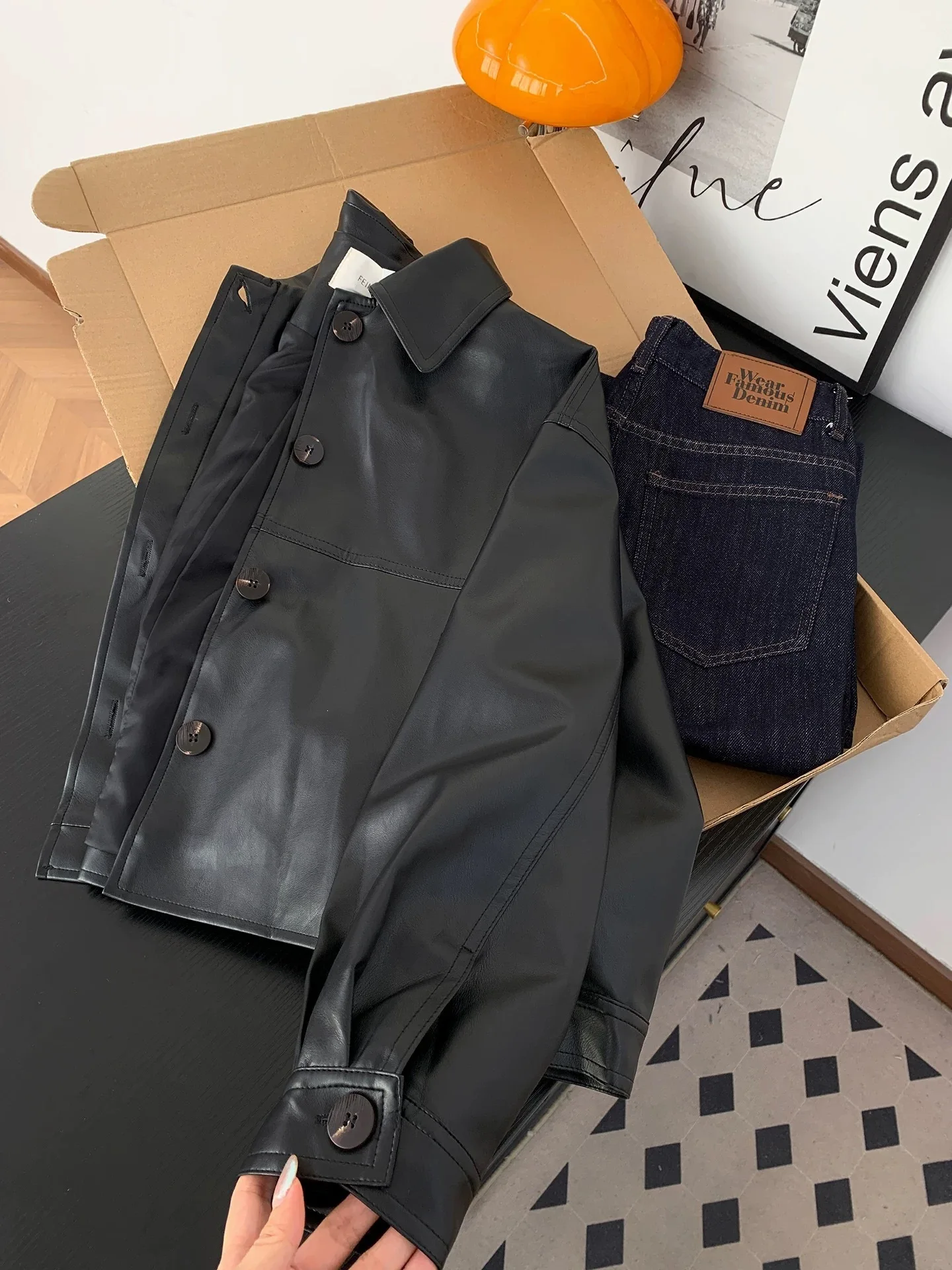 Women Faux Leather Coats Solid Jacket Turn Down Collar Long Sleeves Single Breasted Loose Moto Streetwear 2026 Autumn Winter