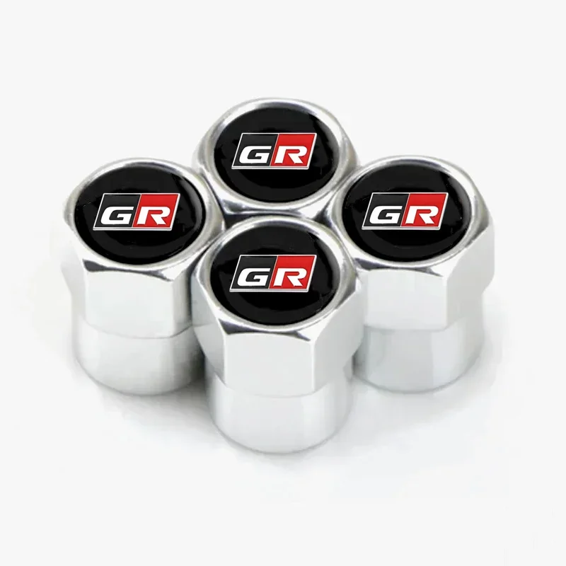 New 4Pcs Car GR Sport Wheel Tire Stem Air Valve Caps For Toyota Gazoo Racing GR86 Mirai Prado Avensis Plugs Auto Accessories