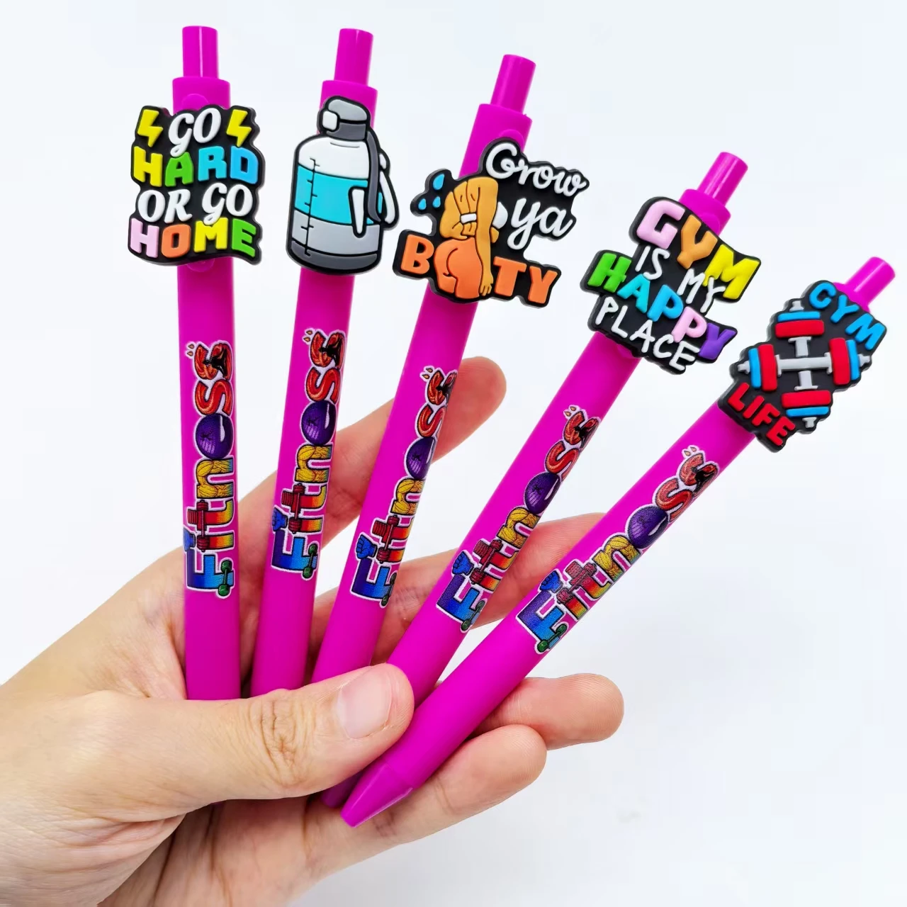6pcs/12pcs/15pcs/20pcs Fitness series ballpoint pens, bodybuilding theme, extendable sports gift pens according to pen start