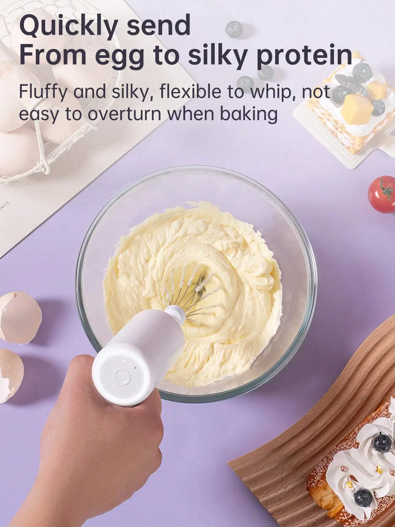 

1 Pc Household Handheld Egg Beater, Wireless Charging Mixer, Small Automatic Adjustable Gear Beater