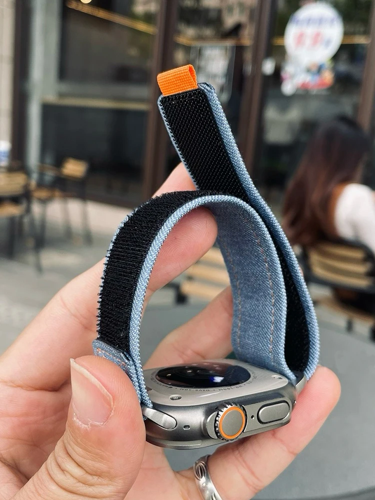 Canvas 44mm For Apple Watch Band Series 8 6 5 4 SE Nylon Denim Bracelet Strap For Apple Watch S9 Ultra band 49mm Wristband Belt