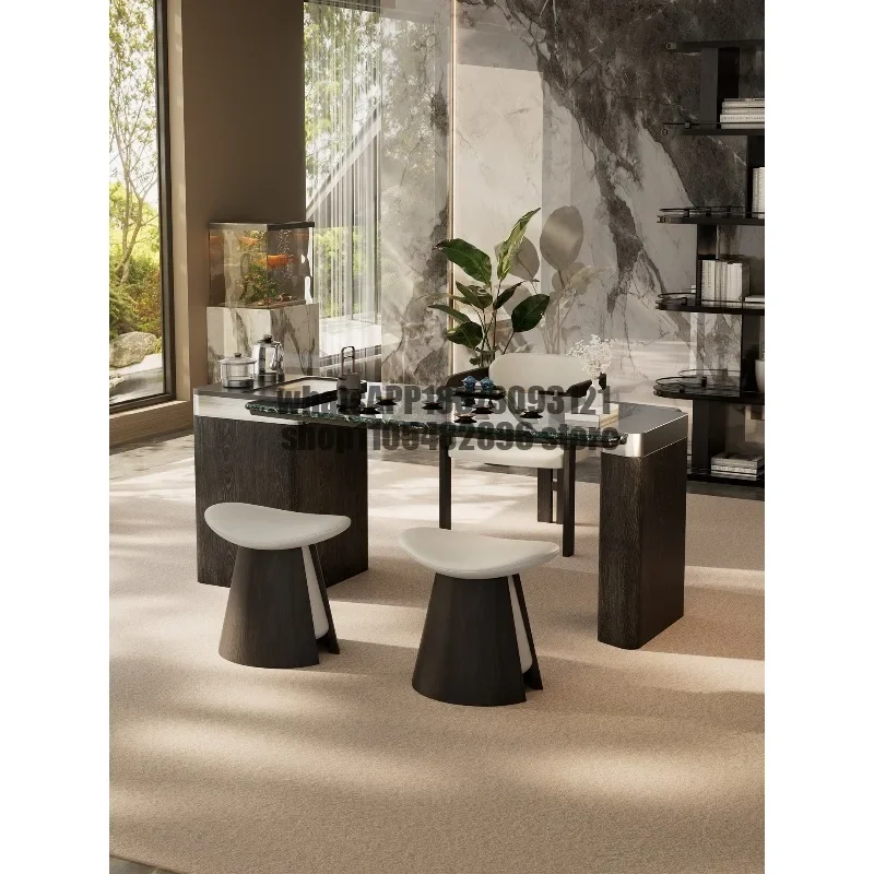 Modern light luxury stone tea table Modern living room Balcony Small tea table Small apartment, office tea table