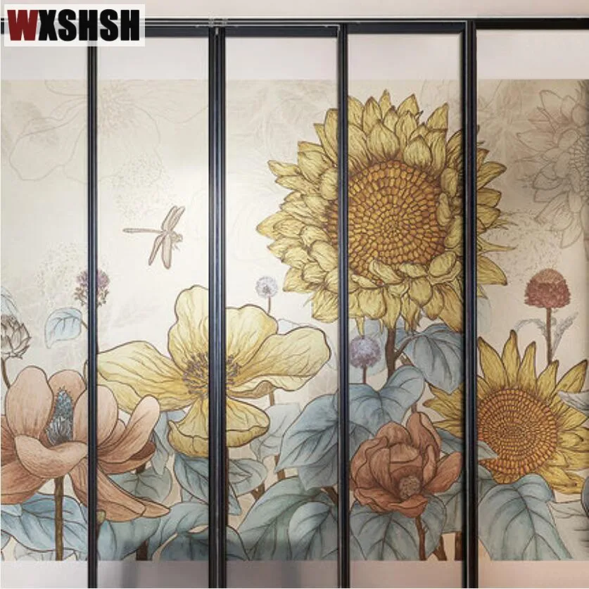 Window design  films Static Non-Adhesive PVC Sunflower Pattern Tint-Film Privacy Frosted glass stickers home decor