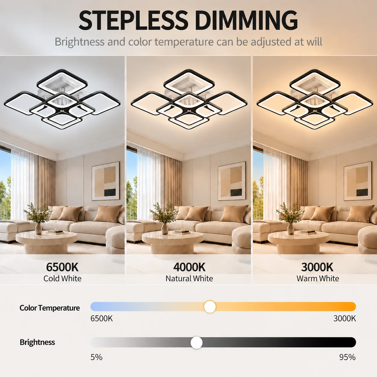 Modern Ceiling Chandelier light Dimmable LED Ceiling Lamp with Remote Control Hanging Lamp Kitchen Living Room Ceiling light