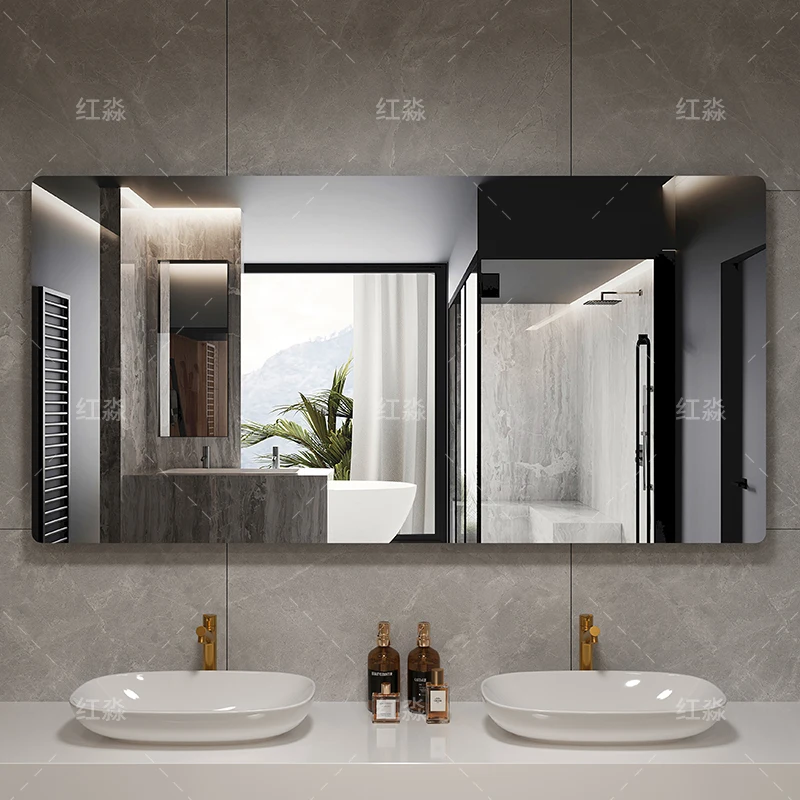 

Ordinary mirror glass silver mirror bathroom sink bathroom mirror toilet wall hanging type punching free wall sticking custom