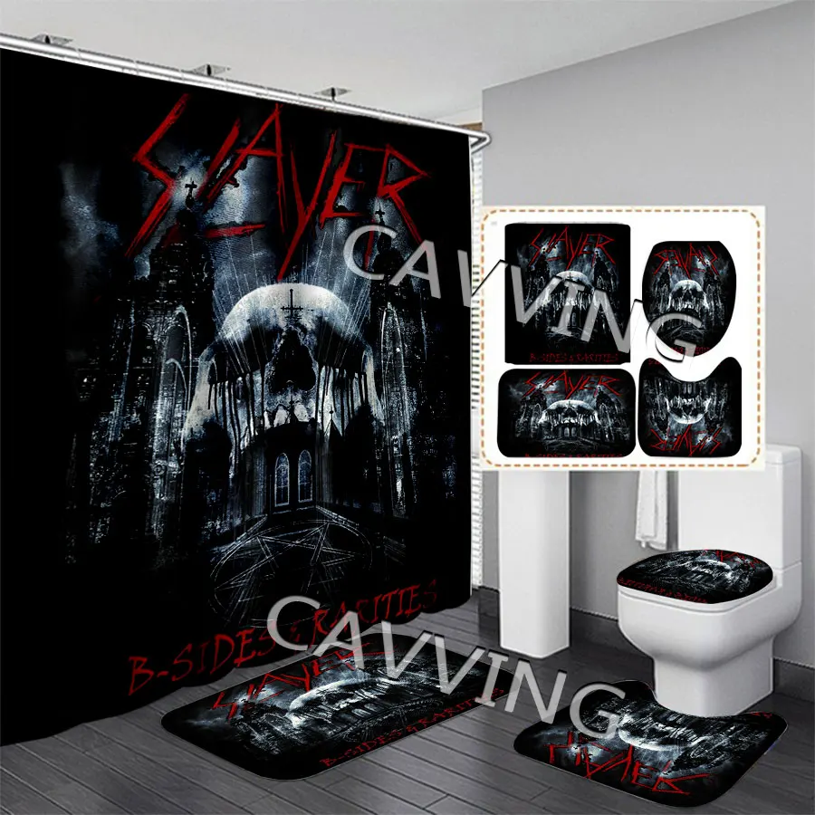 SLAYER  Band 3D Printed  Shower Curtains Waterproof Bathroom Curtain Anti-slip Bath Mat Set Toilet Rugs Carpets   F01