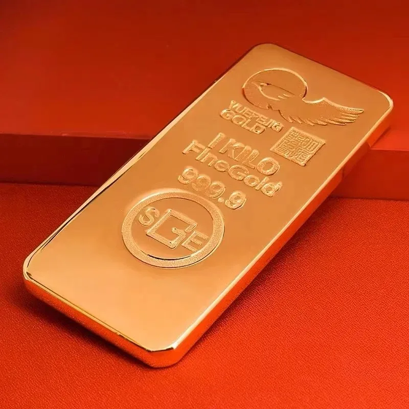 1 Kilo Gold Bar Replica Swiss Style Pure Copper Gold Plated Collection Display Prop for Display And Collectors