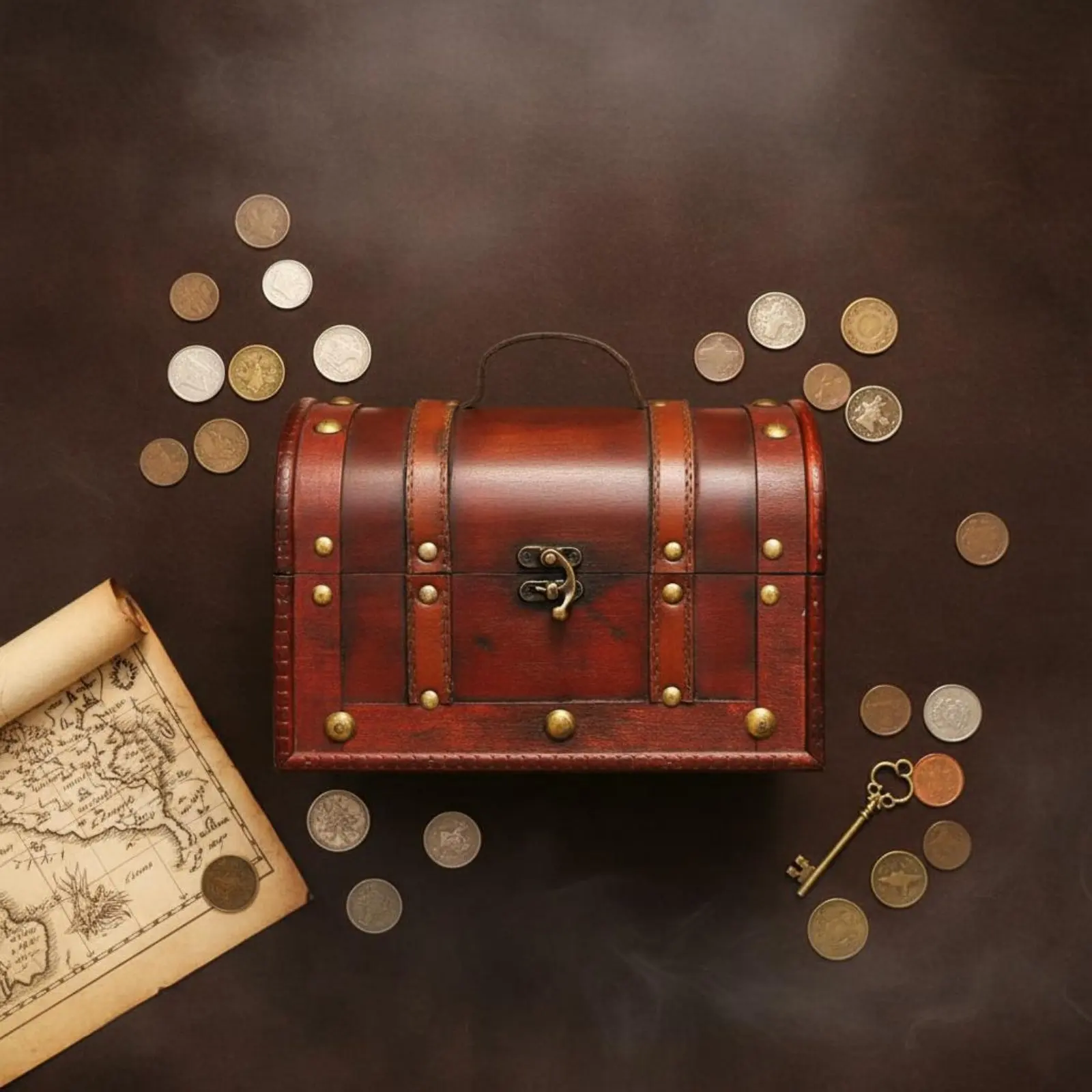 Wooden Treasure Chest Versatile Vintage Wooden Treasure Chest Retro Keepsake Box with Lock Multipurpose Home Decoration