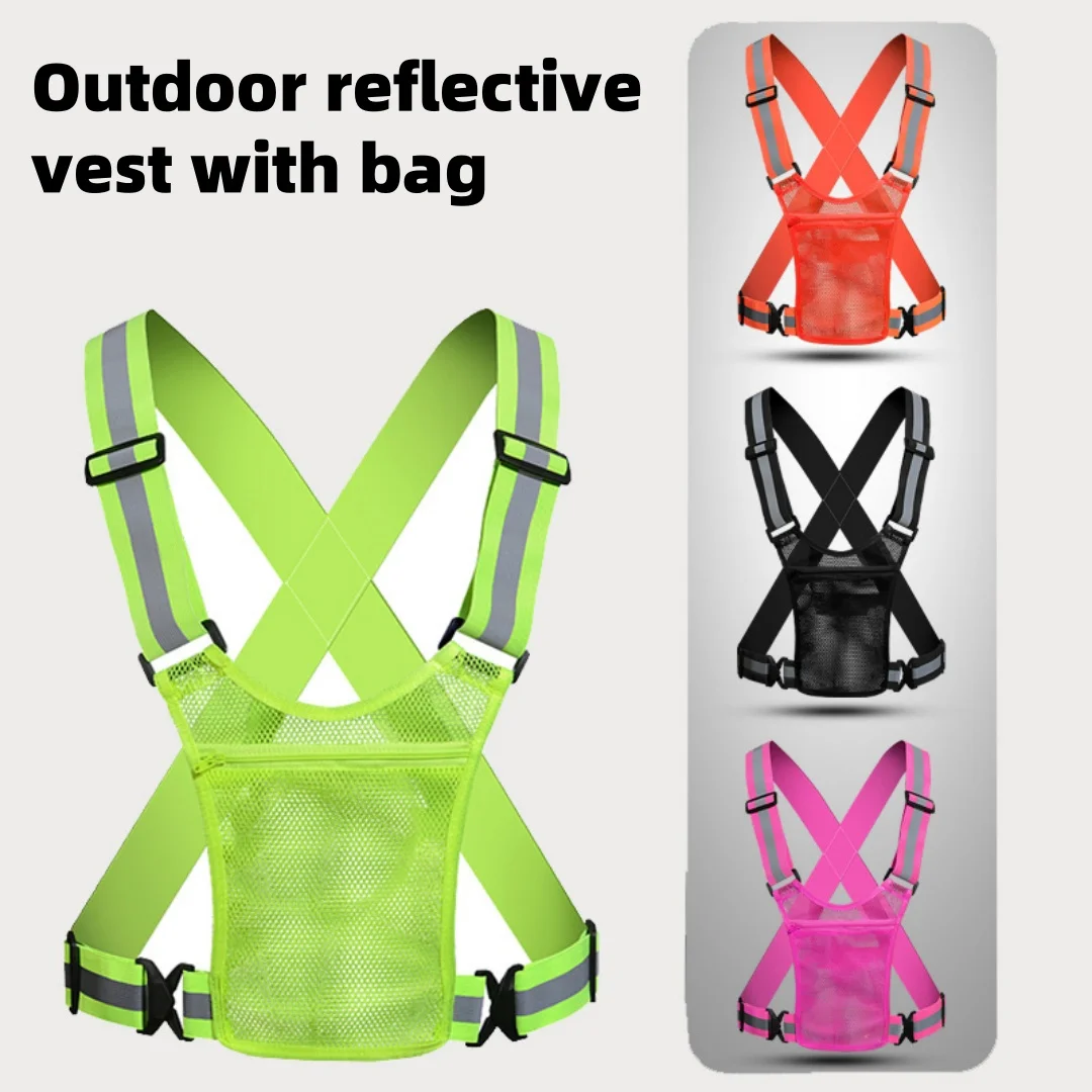 

Adjustable Reflective Safety Vest High Visibility Safety Jacket with Strap for Night Work Running Bicycle