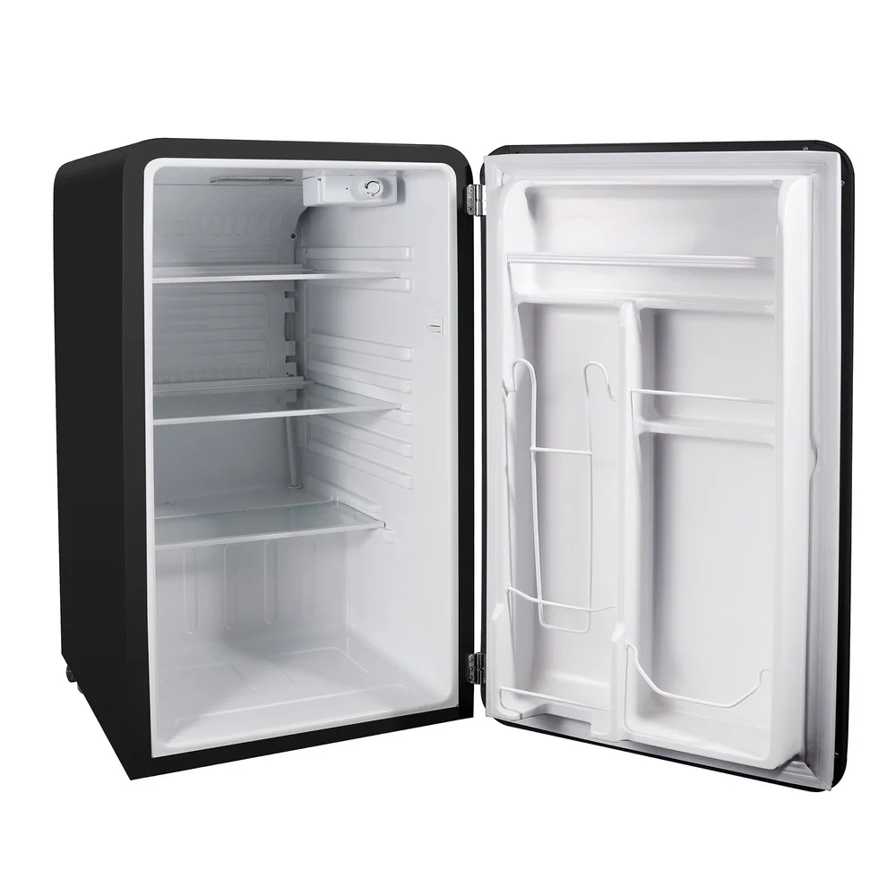 Retro Mini Refrigerator 3.2 cu ft Energy Efficient All Refrigerator Adjustable Shelves LED Light Dorm Office Kitchen Use