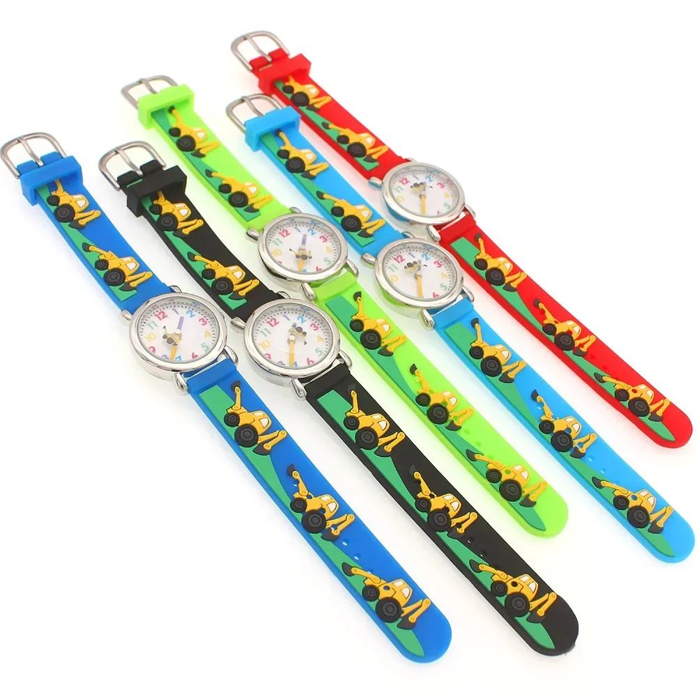 5Pcs Quartz Wristwatch for Boys And Girls with Silicone Strap Kids Students Toy Watch