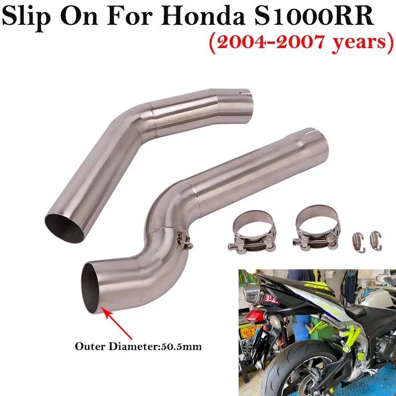 

For Honda CBR1000RR 2004 - 2007 Motorcycle Exhaust Escape Middle Link Pipe silencer with central collector 51mm Stainless Steel