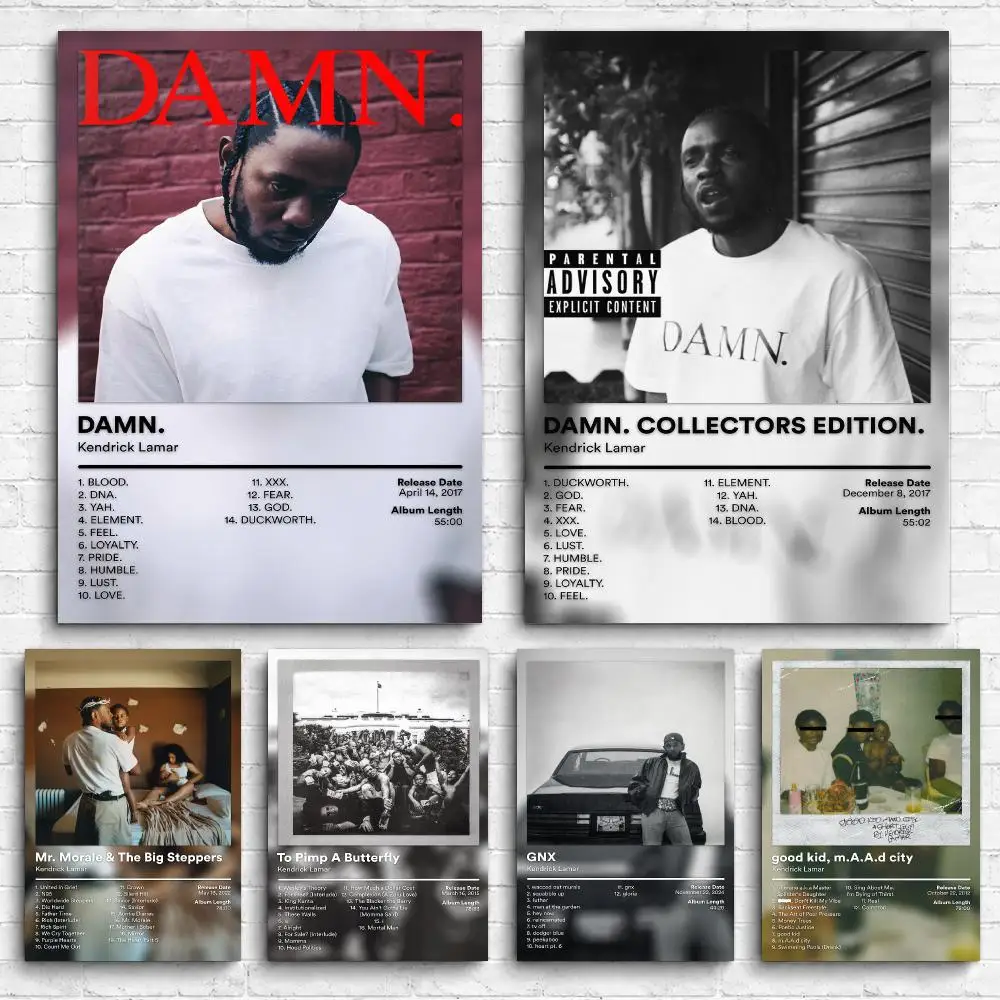 Rap Album K-Kendrick L-Lamar Framed Wall Painting Canvas Poster Ready to Hang Wall Art for Bedroom Living Room Home Decor Gift