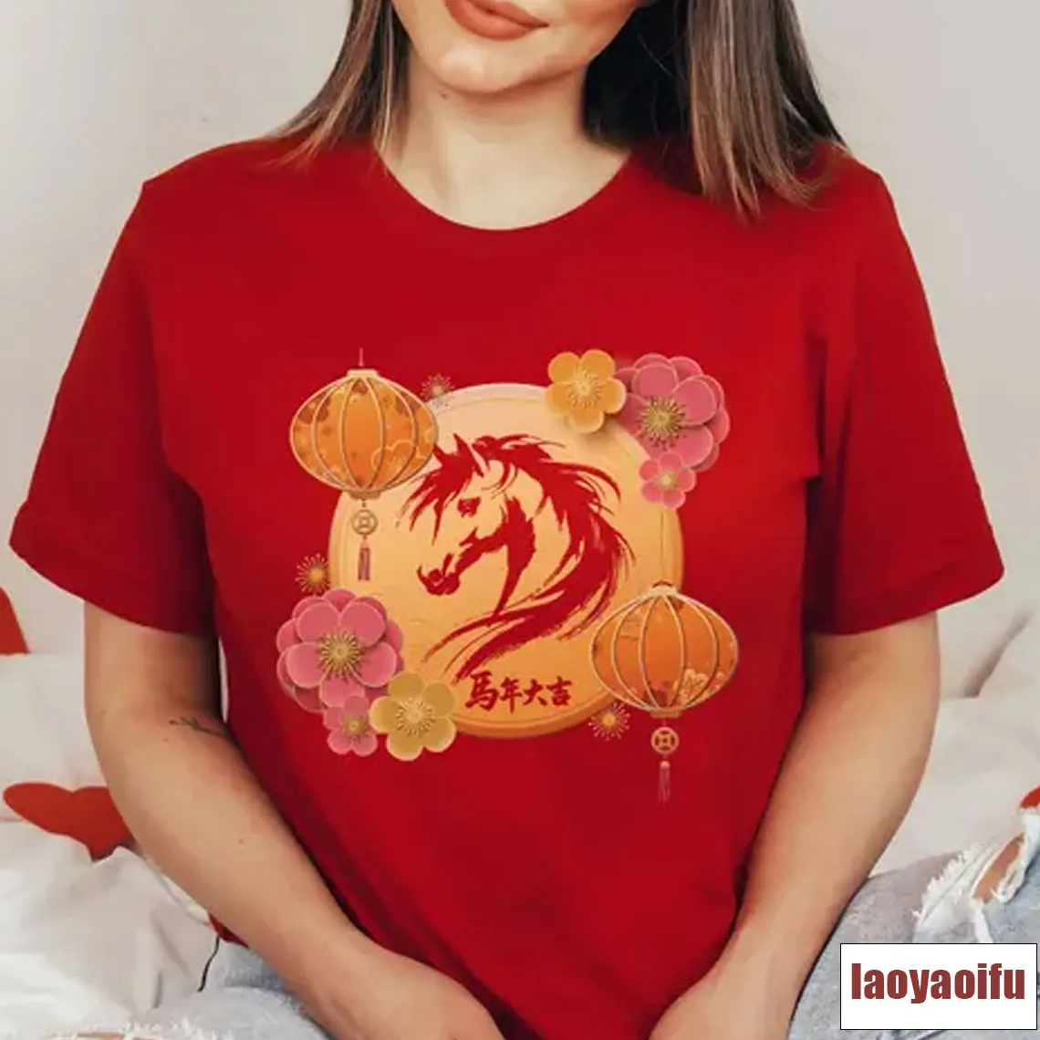 Frohes chinesisches Neujahr 2026-Shirt, Jahr des Pferdes 2026 Mondneujahr Pferdeshirt Damenkleidung Ästhetische grafische T-Shirts