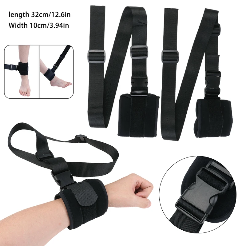 

Медицинский удерживающий ремень для конечностей, прикутый к постели, защита пациента пожилого возраста, черный прочный фиксатор запястья и лодыжки, привязывающийся пояс