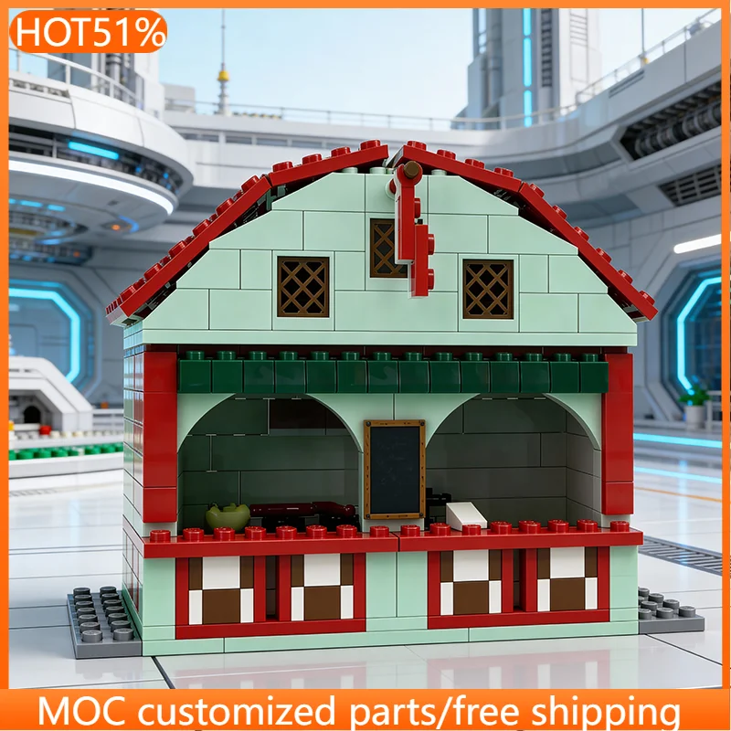 

273 PCS Urban Sausage Food Stand MOC Customize Modular Building Block Model Kids Brick Design Popular DIY Boy Festival Toy Gift