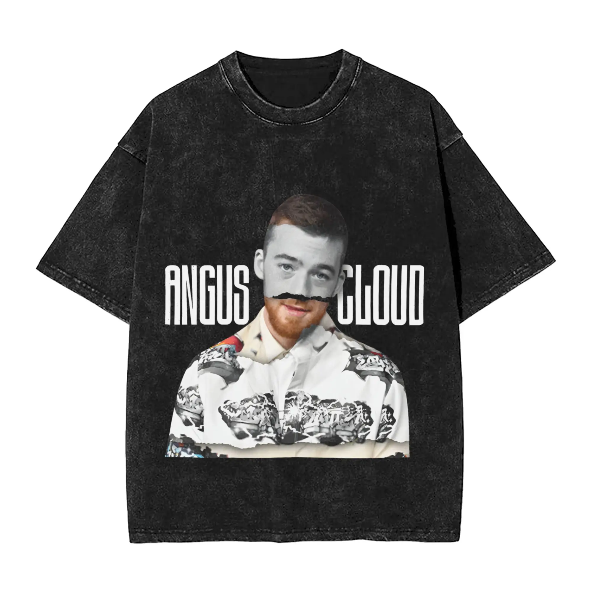 Harajuku Washed Shirt Fezco Fez Angus Cloud Merch Vintage T-Shirts Oversize  Streetwear Short Sleeve Printed Tees
