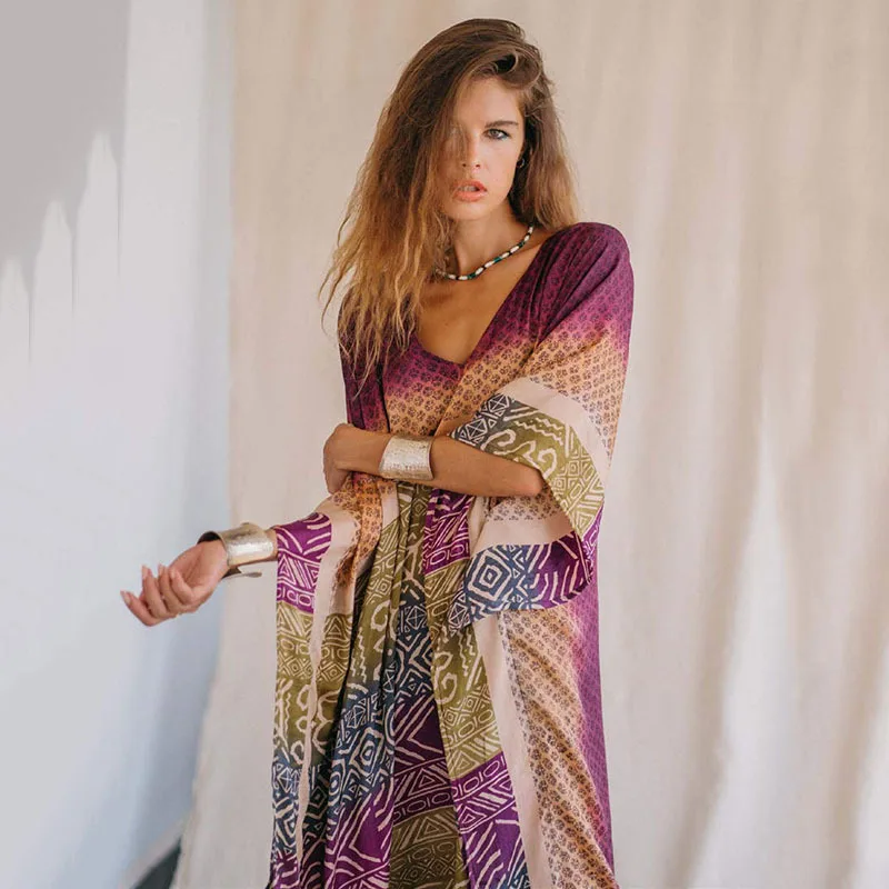 Màu Sắc Miếng Dán Cường Lực Aó Bãi Biển Đầm Bbikini Bao Che Mùa Hè Áo Cho Người Phụ Nữ Đi Biển Áo Dây De Plage Dài