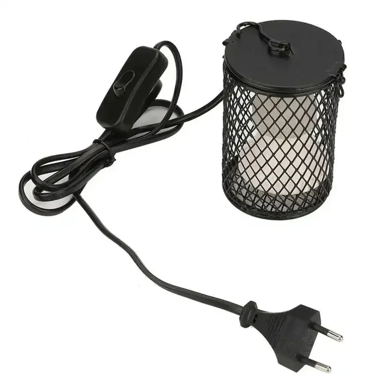 Lampada riscaldante da 100 W Tartaruga Serpente Lucertola Rettili E27 Riscaldatore a infrarossi Gabbia antiscottatura in ceramica Protegge i pulcini