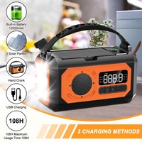 12000mAh Emergency Weather Radio Hand Crank Radio with 2 Solar Panels Reading Lamp Portable Solar Radio for Outdoor Camping