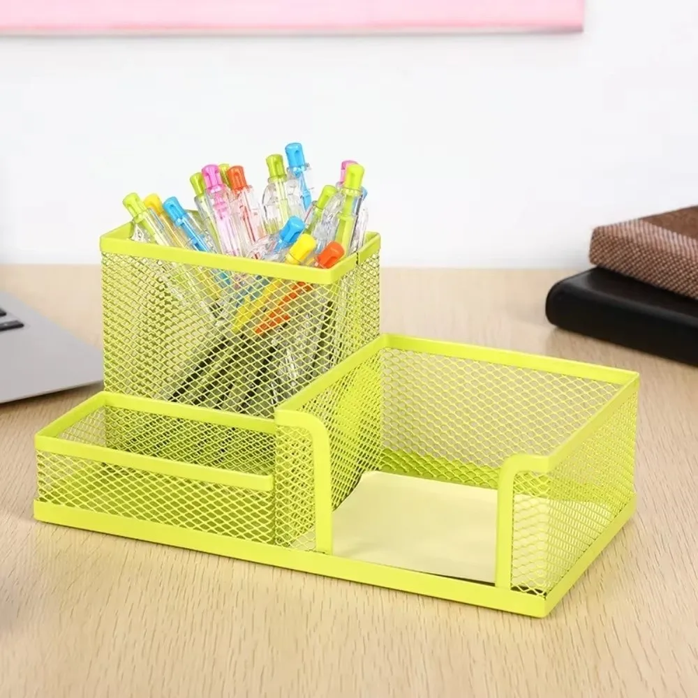 3/4 Grid Metal Mesh Pen Holder Large Capacity Hollowed-out Pencil Storage Box Space-Saving Creative Eyebrow Pencil Rack
