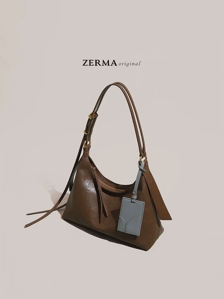 

ZERMA Leather Underarm Bag Women's Shoulder Bag Trendy Design Small Size Tote Bag Fashionable Accessory for Everyday Use