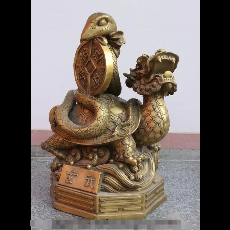 16 Chinese Brass Copper FengShui Snake Dragon Turtle Basaltic Wars Statue