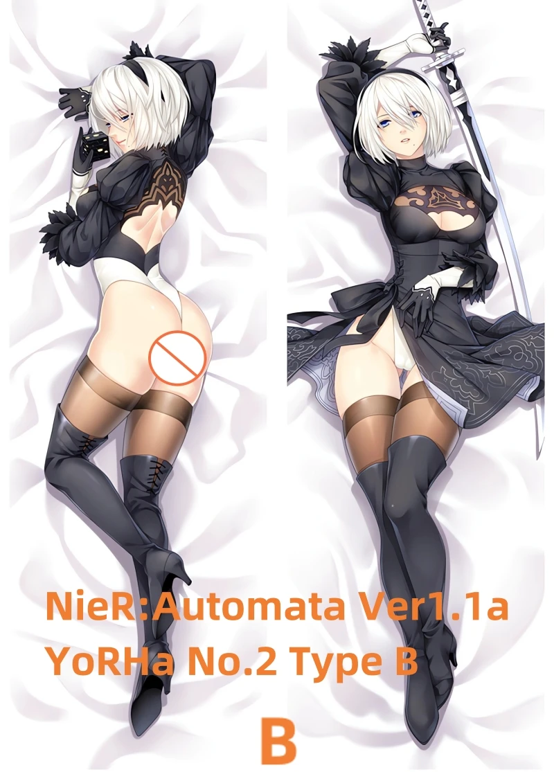 Dakimakura Anime Pillow Case NieR:Automata Ver1.1a YoRHa No.2 Type B Double-sided Print Of Life-size Body Pillowcase