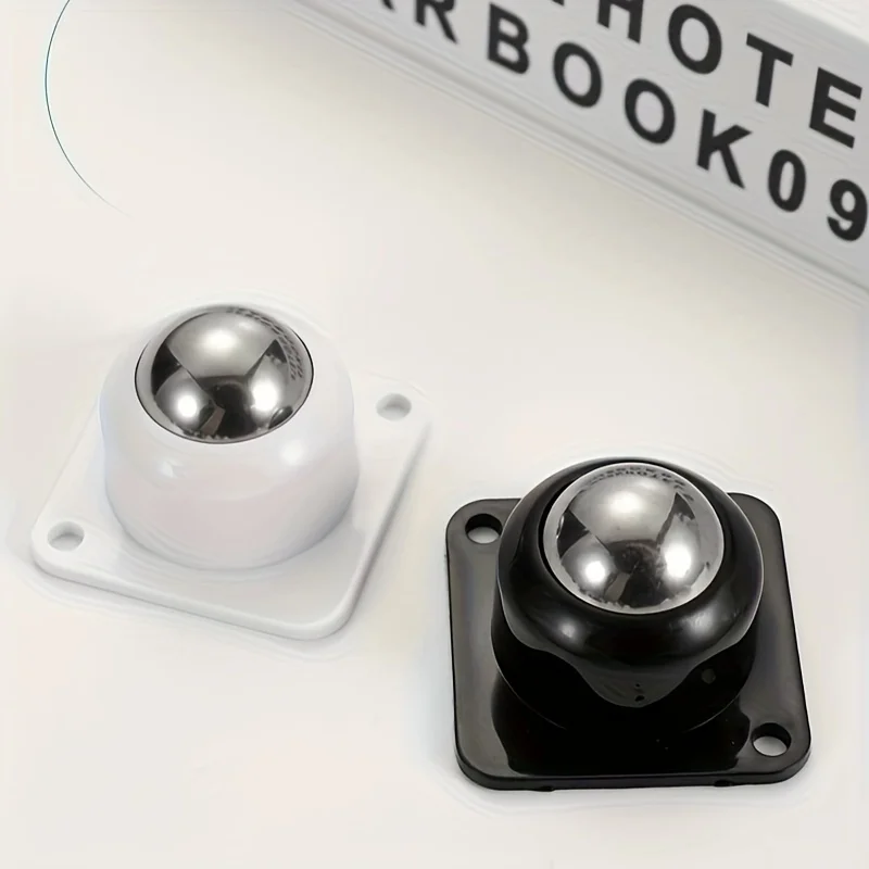 4pcs No-Drill Furniture Wheels Stickable Ball Pulley Heavy Duty Silent Movers for Storage Boxes & Household Use