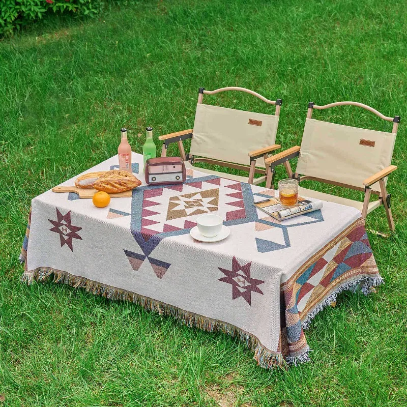 

1pc Fabric camping blankets sofa covers outdoor picnic placemats tablecloths Bohemian ethnic style