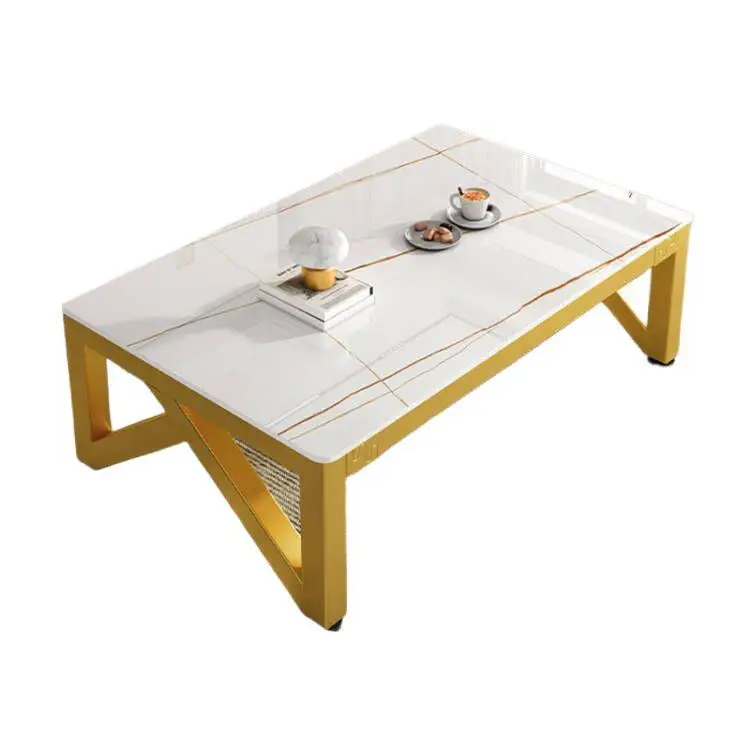 #Italian-style Modern Glass Coffee Table for Living Room Multi-functional Design Small Apartment Friendly