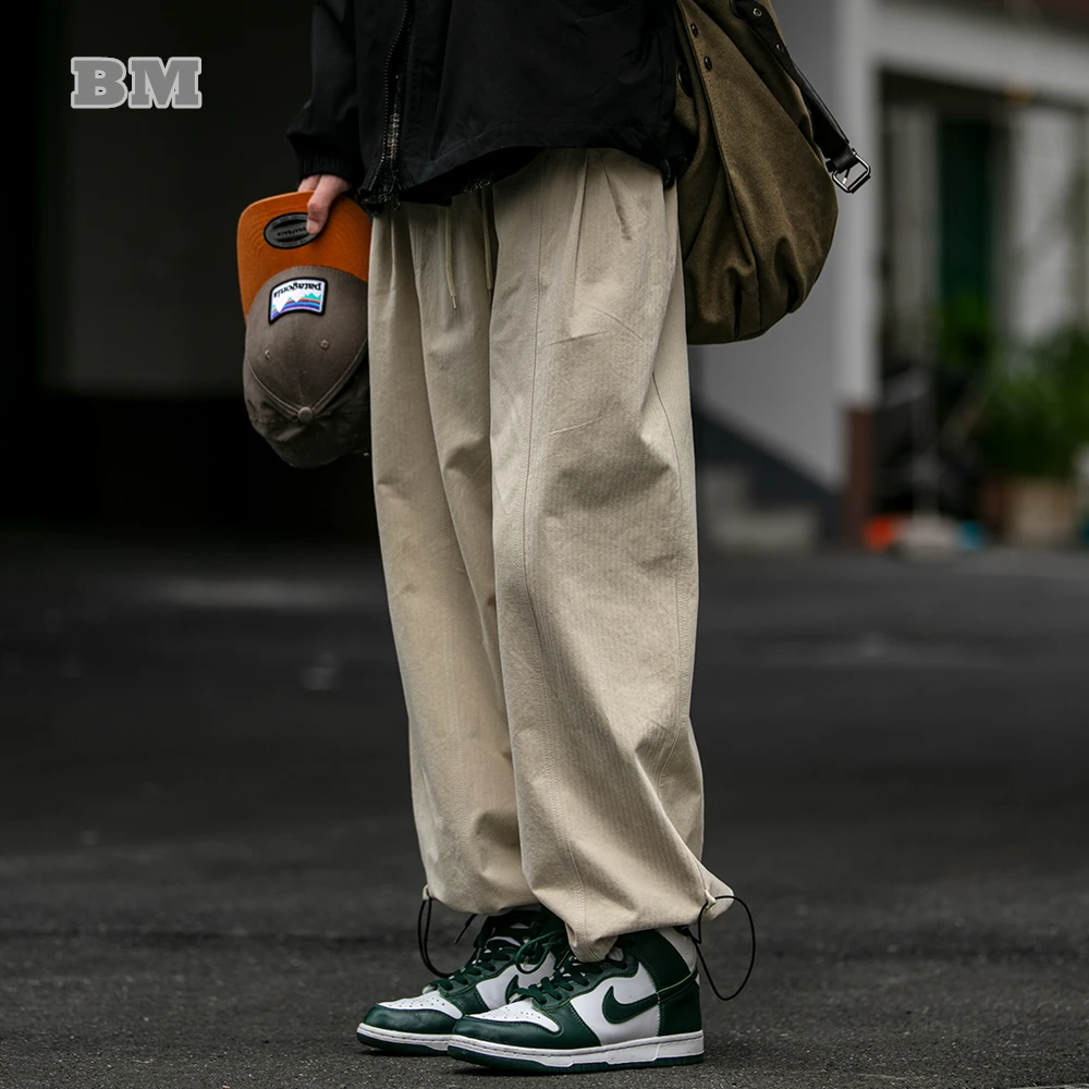 Japanese Streetwear Straight Cargo Pants For Men Clothing Harajuku Casual Trousers Korean Fashion Couple Joggers Baggy Pants