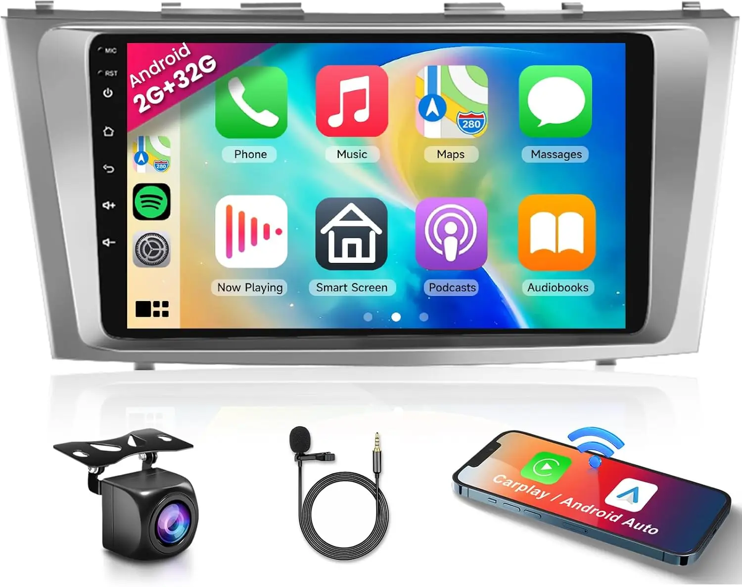 9' HD Car Stereo for Toyota Camry 2006-2011, Android 13, CarPlay, Android Auto, GPS, WiFi, Bluetooth, Backup Camera