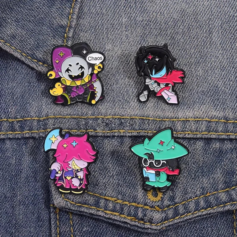 4pcs/set Deltarune Susie Kris Enamel Pins RPG Game Characters Brooches Lapel Backpack Badge Halloween Cosplay Accessories Gifts