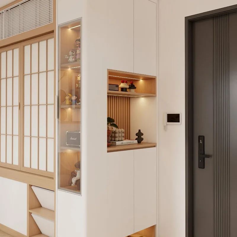 apartment compartment living room shoe cabinet room, sliding door partition bed integrated tatami worker room whole house