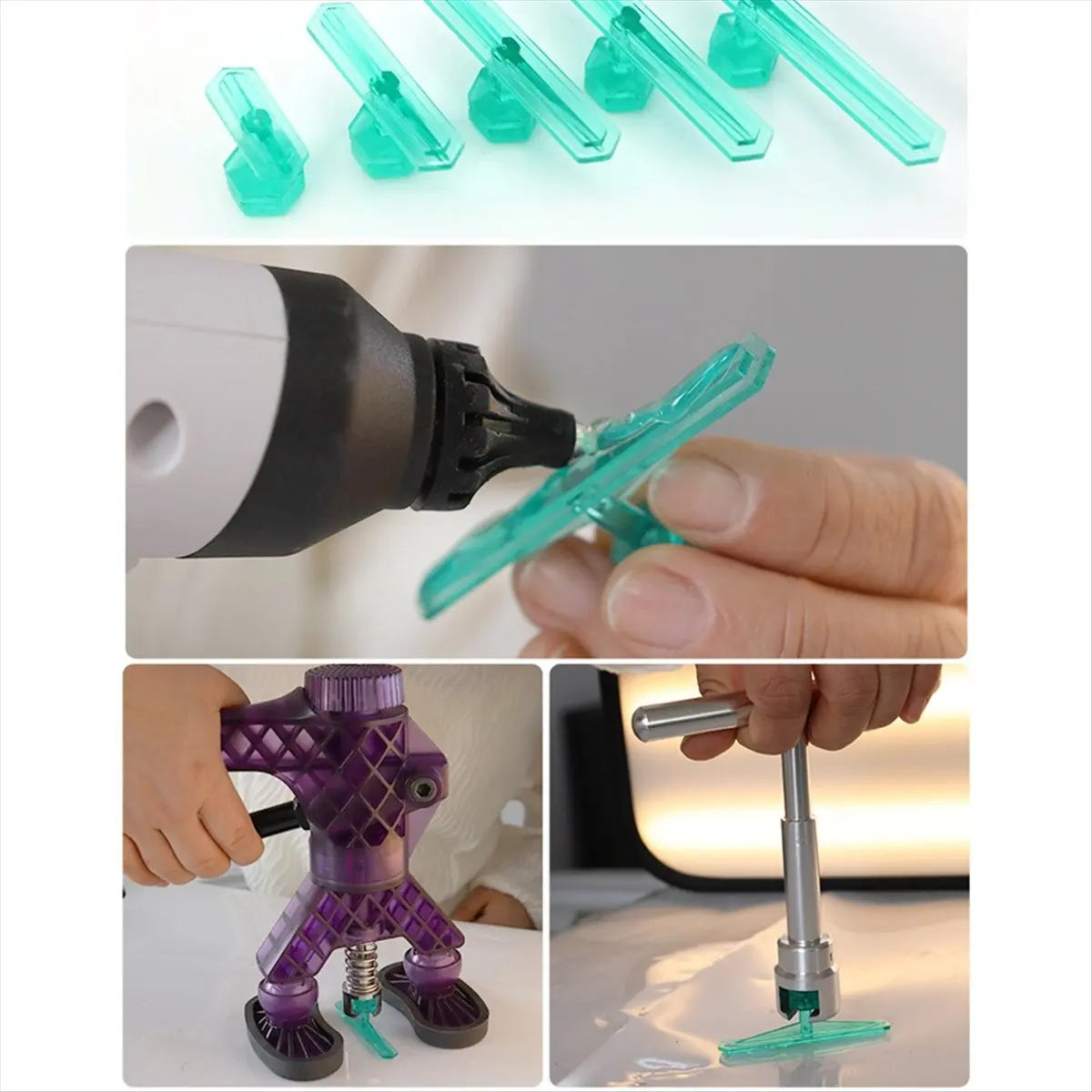 Compatible 10 Pcs Car Puller Tabs Paintless Dent Repair Tabs Glues Pulling Tabs Kits for Repair Dent Automobiles Motorcycles