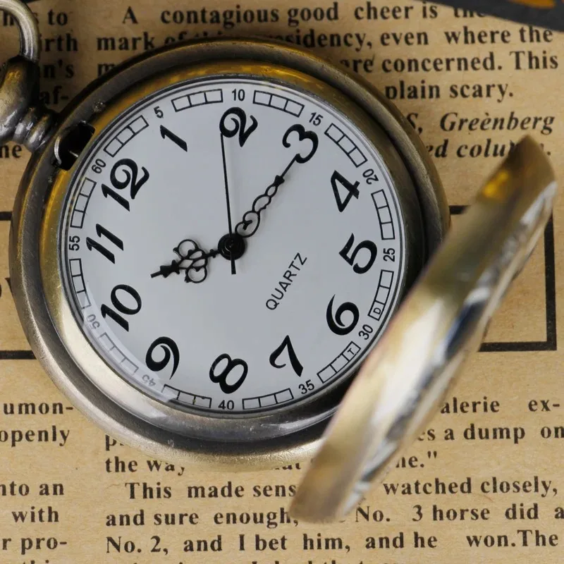 ساعة جيب كوارتز كريستالية كريستالية من النحاس البرونزي والزهرة البيضاء مع سلسلة قلادة وسلسلة بدلاية للرجال والنساء