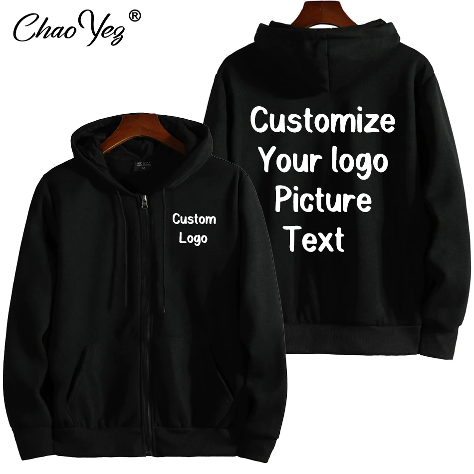 Autumn Men's and Women's Custom Logo Zipper Sweatshirt Jacket Hooded Coat Sweatshirt Long-Sleeved Pullover Jogging Sport Tops