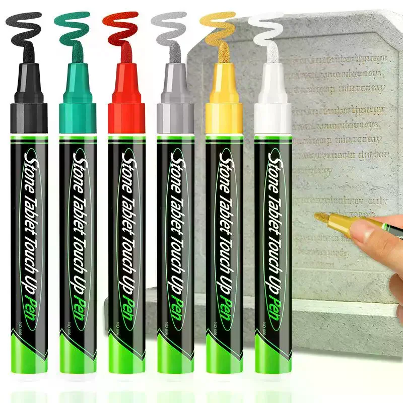 Marker Inscription Restoration Pen Oil Based Quick Dry Weatherproof Touch Up Paint Pen For Granite Stone Tombstone