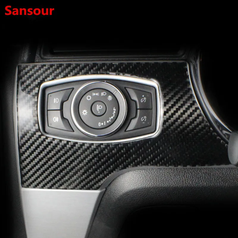 

Sansour Fit For Ford Mustang 2015 Up Car Headlight Light Switch Trim Frame Lamp Button Panel Carbon Fiber Interior Style 1Pcs